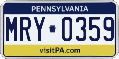 PA license plate MRY0359