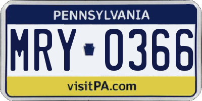 PA license plate MRY0366
