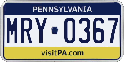 PA license plate MRY0367