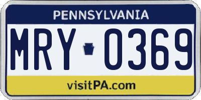 PA license plate MRY0369