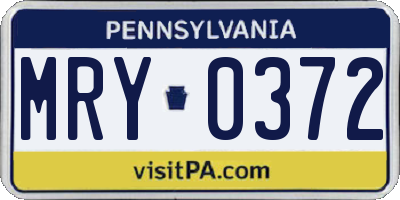PA license plate MRY0372