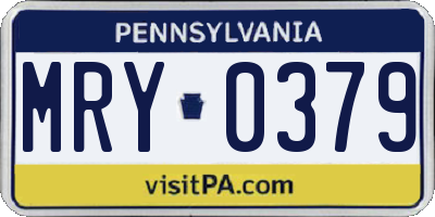 PA license plate MRY0379