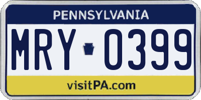 PA license plate MRY0399