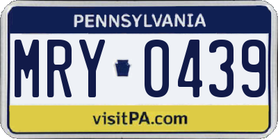 PA license plate MRY0439