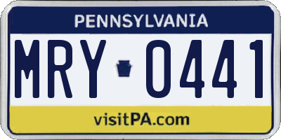 PA license plate MRY0441