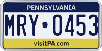 PA license plate MRY0453
