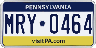 PA license plate MRY0464