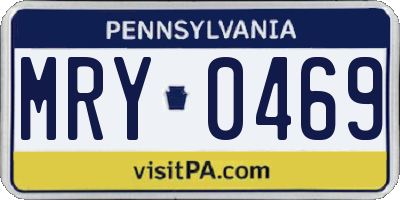 PA license plate MRY0469