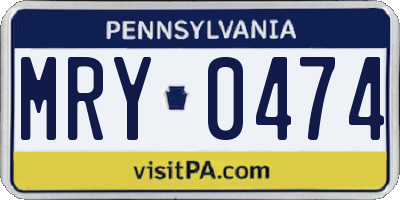 PA license plate MRY0474