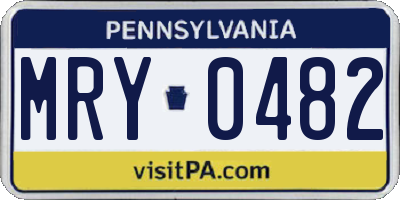 PA license plate MRY0482