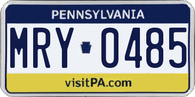 PA license plate MRY0485
