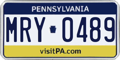 PA license plate MRY0489