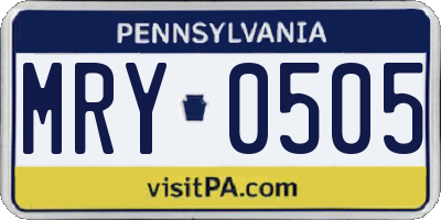 PA license plate MRY0505