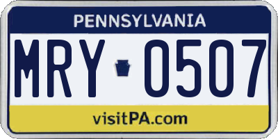 PA license plate MRY0507