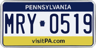 PA license plate MRY0519