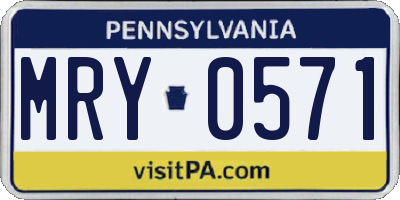 PA license plate MRY0571