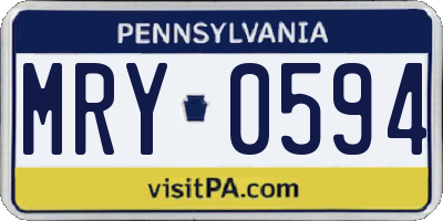 PA license plate MRY0594