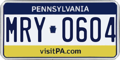 PA license plate MRY0604