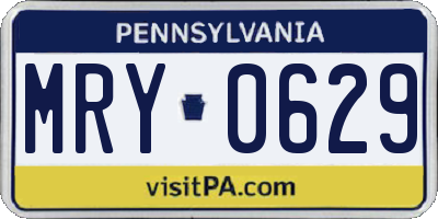 PA license plate MRY0629