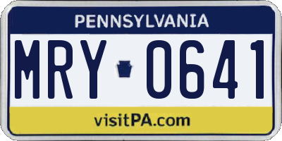 PA license plate MRY0641