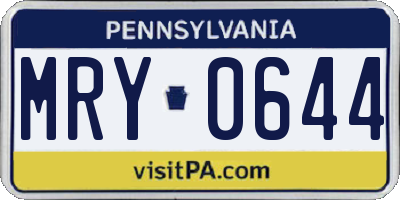 PA license plate MRY0644