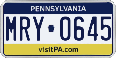 PA license plate MRY0645
