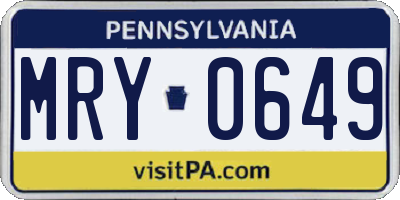 PA license plate MRY0649