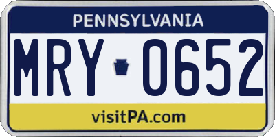 PA license plate MRY0652