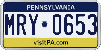 PA license plate MRY0653