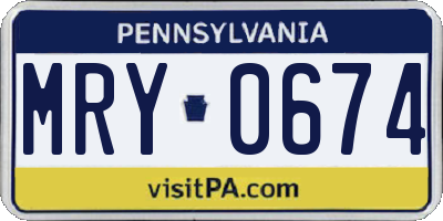 PA license plate MRY0674