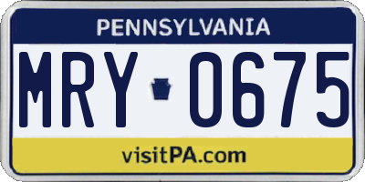 PA license plate MRY0675