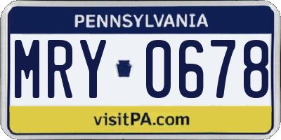PA license plate MRY0678