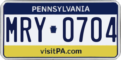 PA license plate MRY0704
