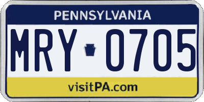 PA license plate MRY0705
