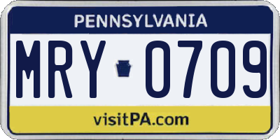 PA license plate MRY0709