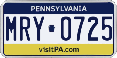 PA license plate MRY0725