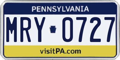 PA license plate MRY0727