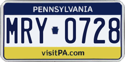 PA license plate MRY0728