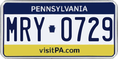 PA license plate MRY0729