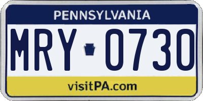 PA license plate MRY0730