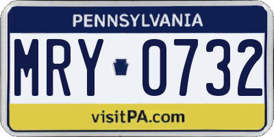 PA license plate MRY0732