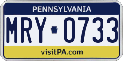 PA license plate MRY0733