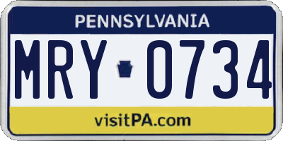 PA license plate MRY0734