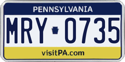PA license plate MRY0735