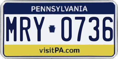 PA license plate MRY0736