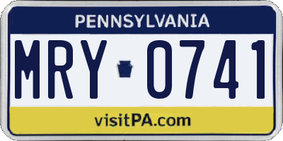 PA license plate MRY0741