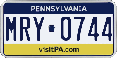 PA license plate MRY0744