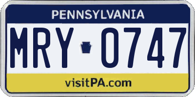 PA license plate MRY0747