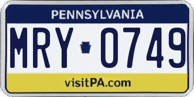PA license plate MRY0749
