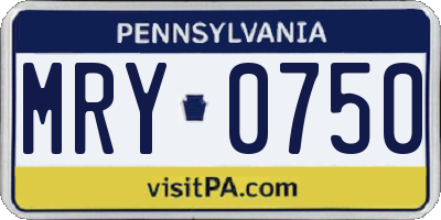 PA license plate MRY0750